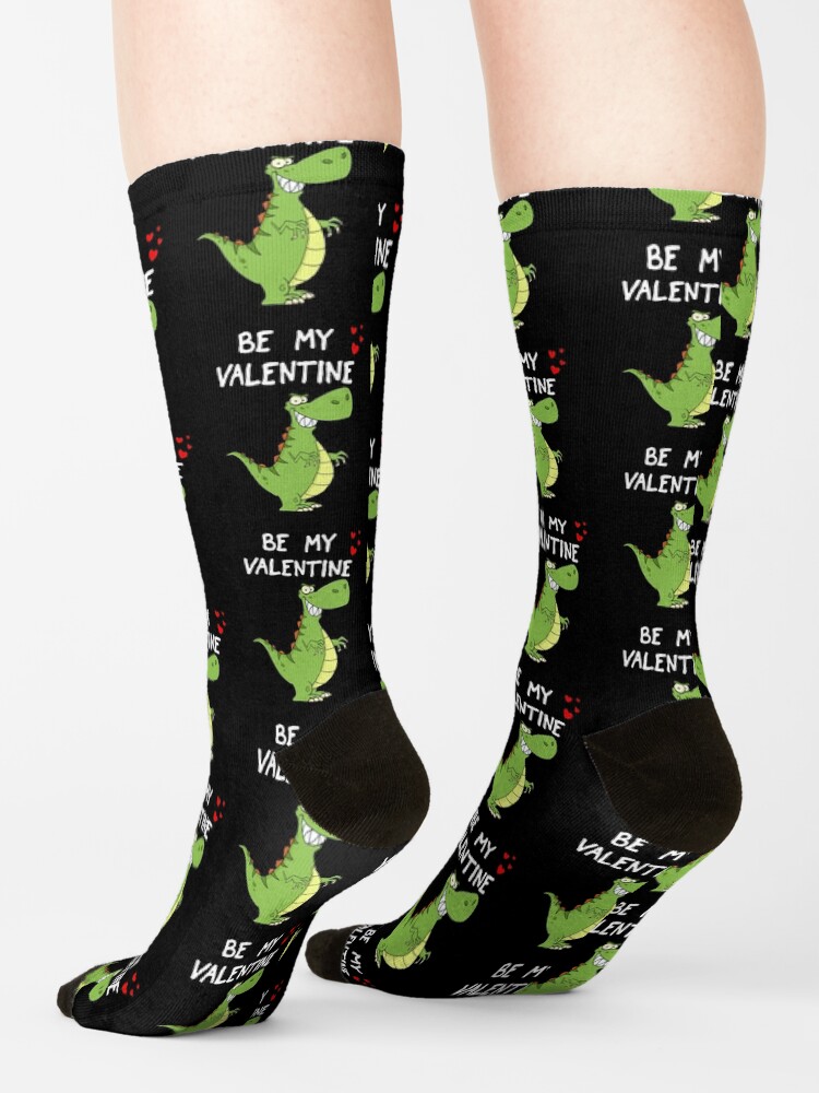 Be My Valentine Cute Dinosaur Hearts Funny Romantic Valentines Day Gift  For Him Her Socks