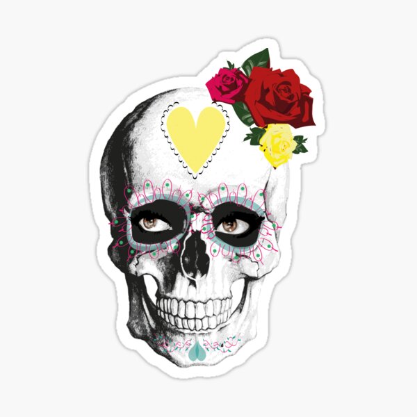Skull with roses Sticker