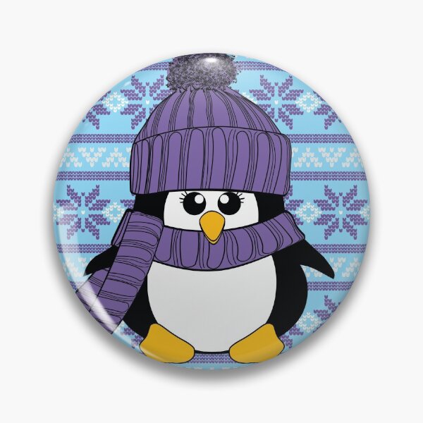 Artikelvorschau, Hübsches lila Weihnachtssternmuster mit Pinguin entworfen und verkauft von Krimbles.