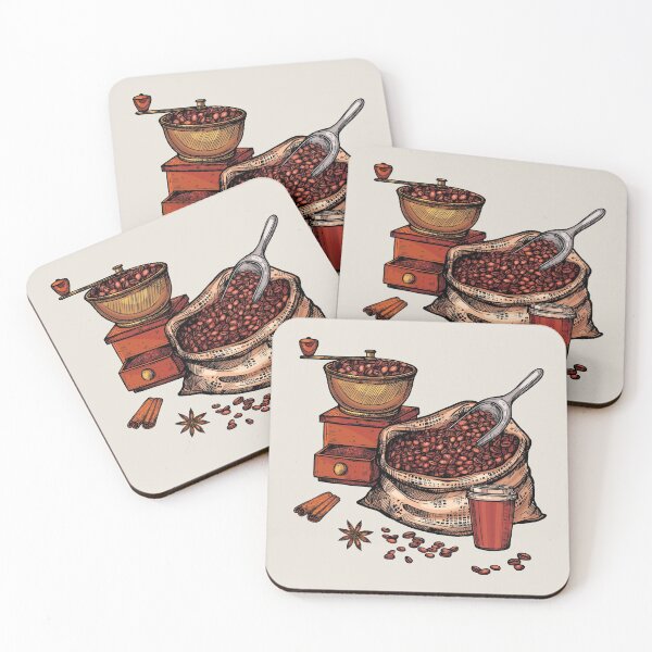 Item preview, Cup of Coffee, Coffee Grinder and Sack of Coffee Beans designed and sold by Alicia Chee.