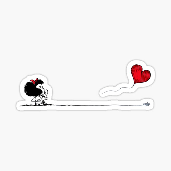 Mafalda, ballon, coeur Sticker fini brillant