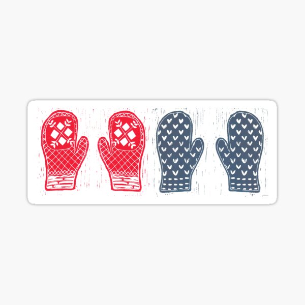 Red And Blue Nordic Designed Mittens Sticker