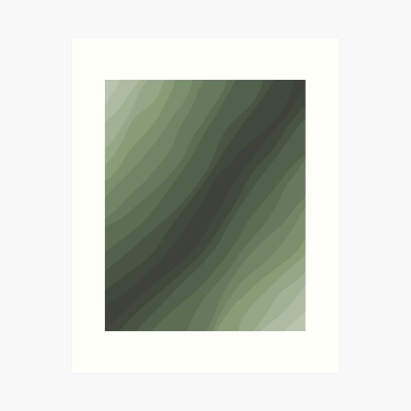 Olive Green Gradient Abstract Waves 01 Art Print