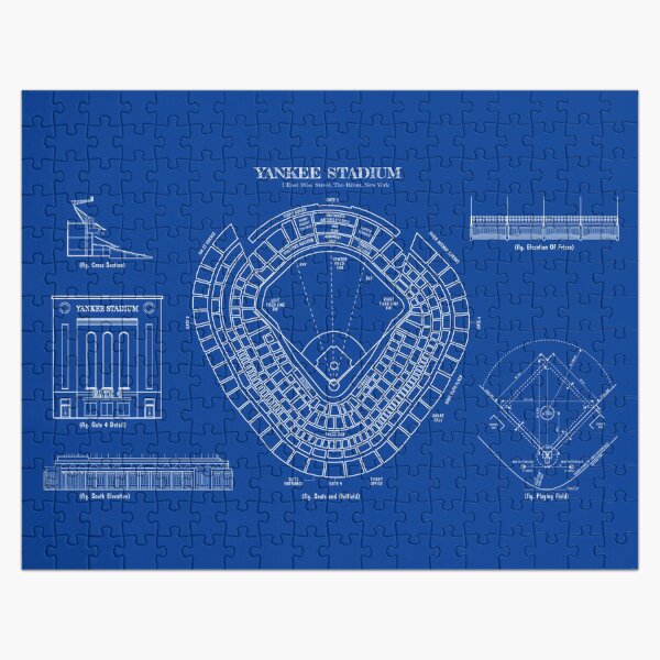 Yankee Stadium (White Stencil-No Background) Jigsaw Puzzle