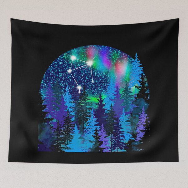 Item preview, Aurora borealis and Libra Zodiac sign constellation  designed and sold by orangerinka.