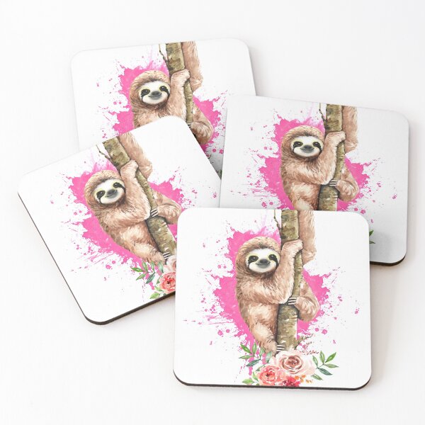 Item preview, Sloth Watercolour Floral & Pink  designed and sold by erinnn41.
