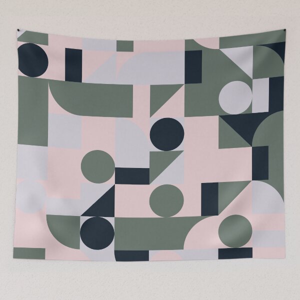 Item preview, Geometric shapes in abstract ornament in 'Dainty Decor' seasonal color palette designed and sold by acidmit.