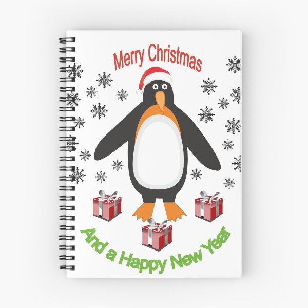 Item preview, Penguin with Santa hat, presents and snowflakes designed and sold by ajtechdesigns.