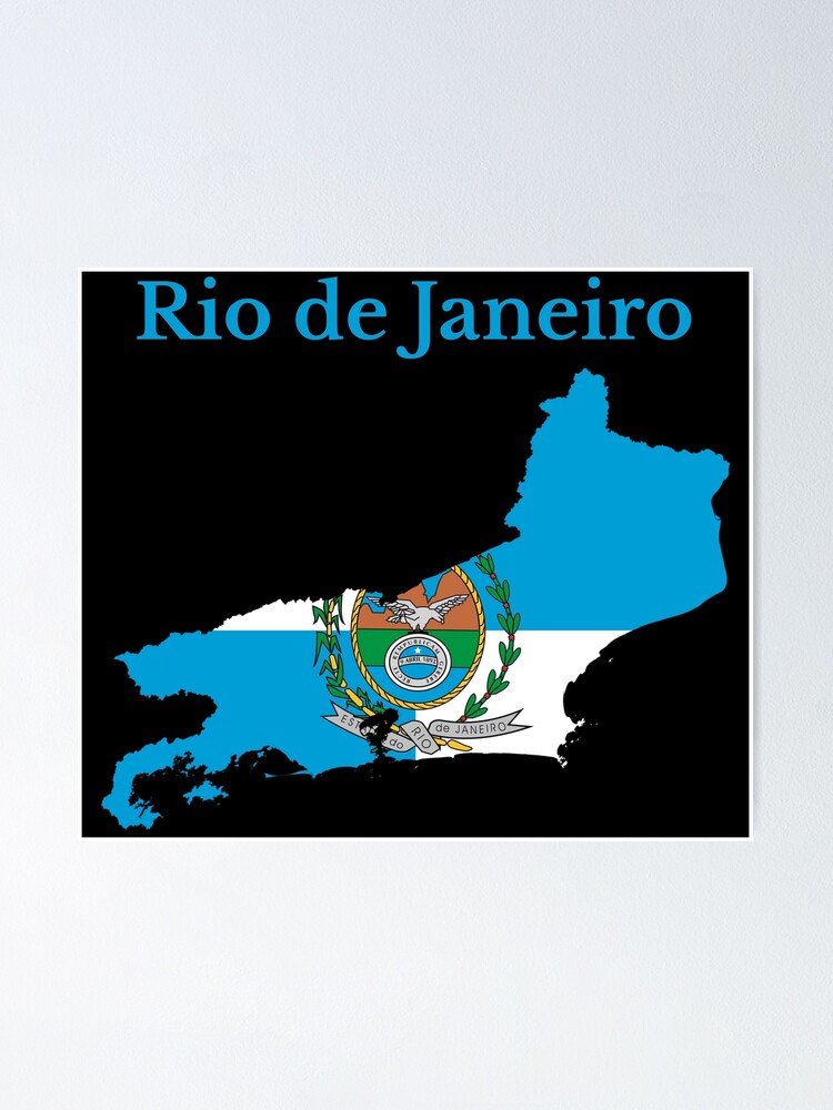 Rio De Janeiro State Map Flag Brazil Poster By Marosharaf Redbubble