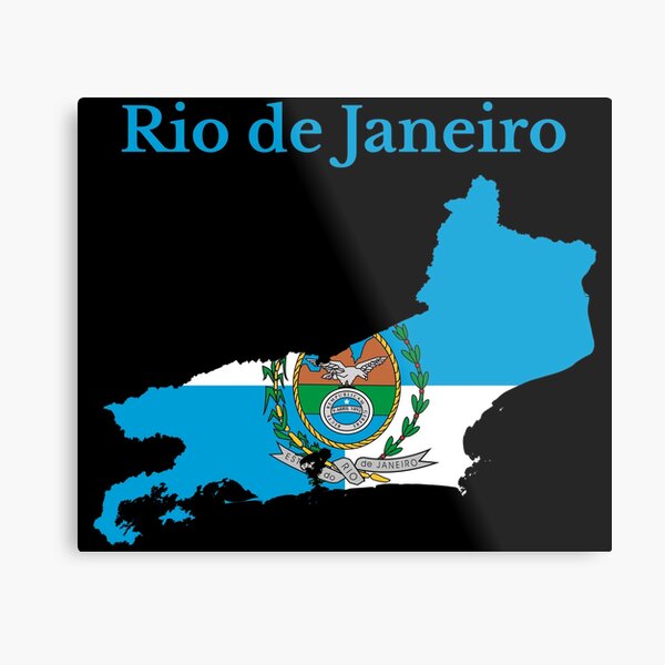 Rio De Janeiro Brazil Flag Clear Text Metal Print By Cityclothing Redbubble