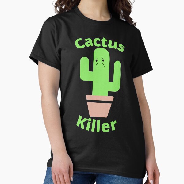 Aperçu de l'œuvre Tueur de cactus triste succulent drôle - fond noir créée et vendue par MixedBagMerch.