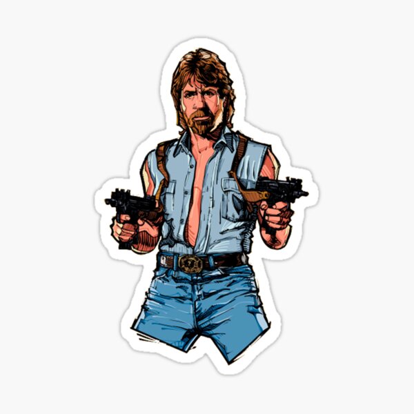 Chuck Norris Dual Uzi Sticker