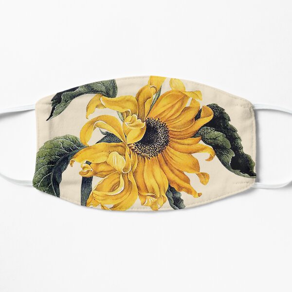 Helianthus sunflower botanical garden botany fruit print art bloom Flat Mask