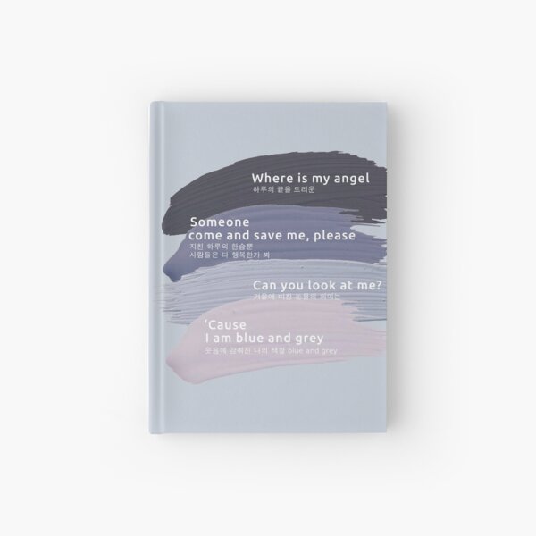 Blue And Grey Bts Lyrics Hardcover Journal By Benacion01 Redbubble