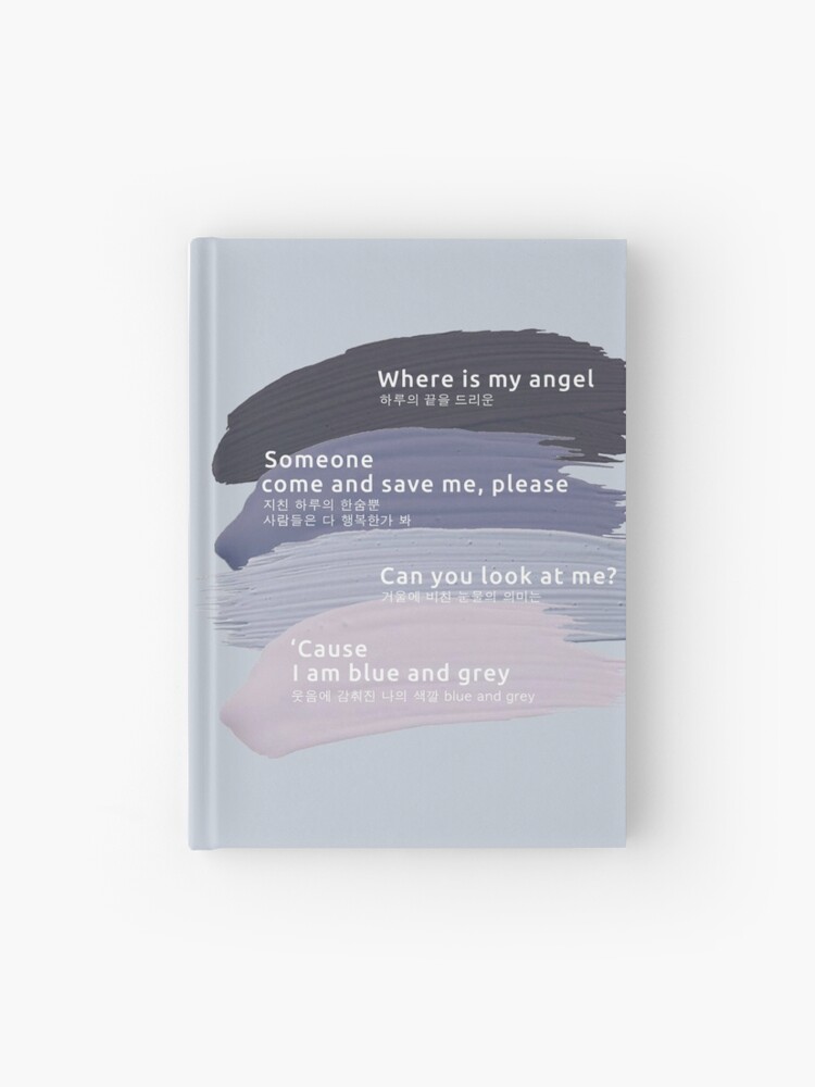 Blue And Grey Bts Lyrics Hardcover Journal By Benacion01 Redbubble