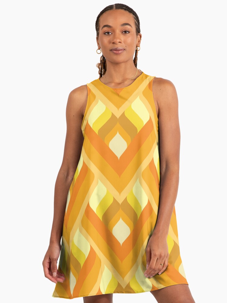 Orange, Brown and Yellow Geometric Retro Diagonal Pattern" A-Line Dress for  Sale by Eyestigmatic | Redbubble