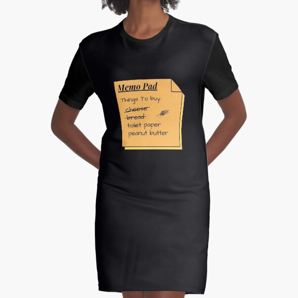 Funny Memo Pad Things To Buy List Graphic T-Shirt Dress
