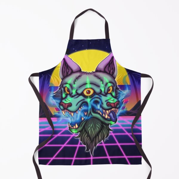 Item preview, Double Face Wolf Retro Style 80's with flames designed and sold by ArtDreamBunny.