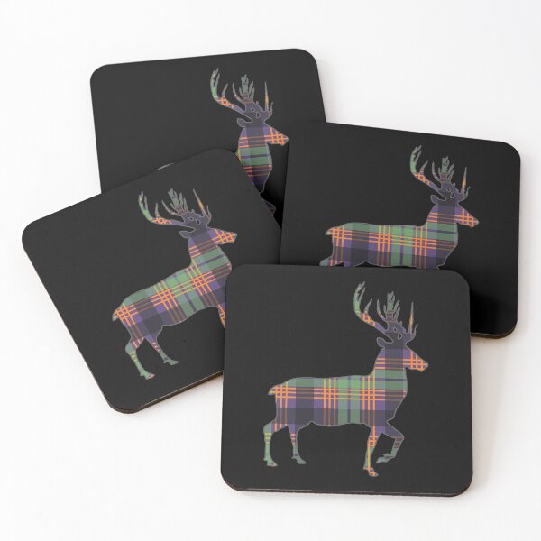 Item preview, Purple, Green and Orange Tartan Scottish Stag Silhouette   designed and sold by MacPean.