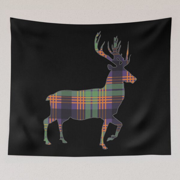 Item preview, Purple, Green and Orange Tartan Scottish Stag Silhouette   designed and sold by MacPean.