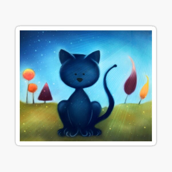 Cartoon Cat Pastel Painting with photo edit Sticker