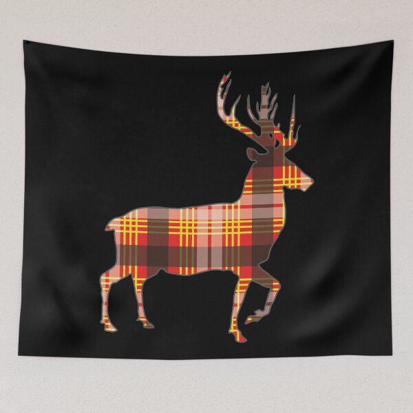 Item preview, Red, Yellow and Black Tartan Scottish Stag Silhouette   designed and sold by MacPean.