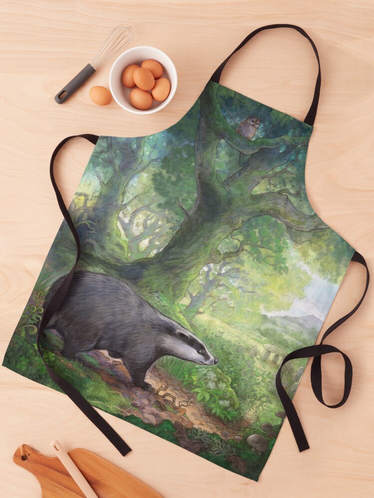 Thumbnail 1 of 6, Apron, Badger in the woods designed and sold by mydododied.