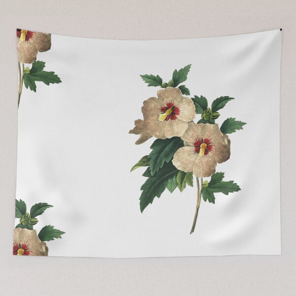Item preview, Big Hibiscus White Flower Vintage Retro Art Illustration designed and sold by HumanlineImages.