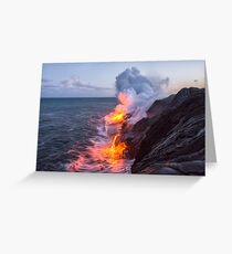 Kilauea Volcano Lava Flow Sea Entry 3- The Big Island Hawaii Greeting Card