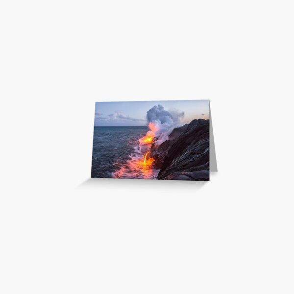 Kilauea Volcano Lava Flow Sea Entry 3- The Big Island Hawaii Greeting Card