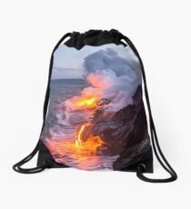 Kilauea Volcano Lava Flow Sea Entry 3- The Big Island Hawaii Drawstring Bag