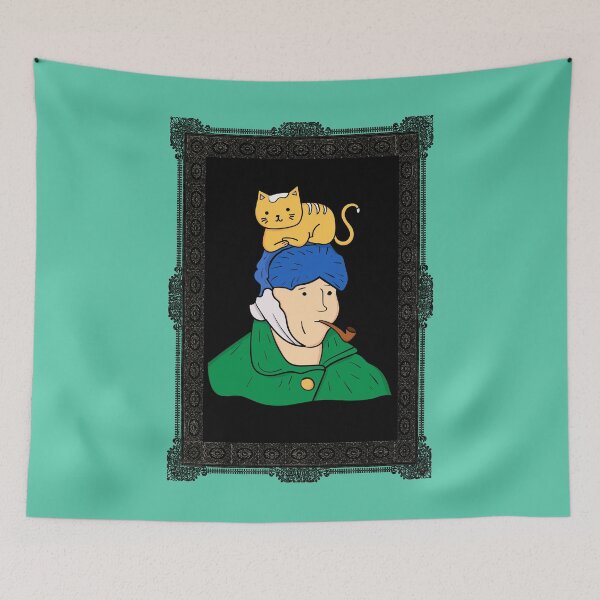 Item preview, Van Gogh Bandaged Ear with Pipe and Cute Cat Self Portrait  designed and sold by cannevas.