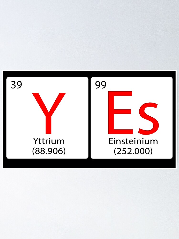 chemical element tile - Yttrium and Es - Einsteinium spelling yes