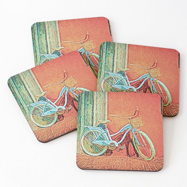 Item preview, Retro Blue Bike Against A Red Wall and Green Fence designed and sold by AlanPhotoArt.
