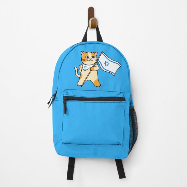 Item preview, Zionist Pro-Israel Cat Holding an Israeli Flag designed and sold by HebrewHipster.
