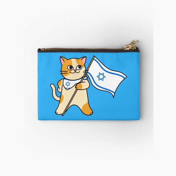 Item preview, Zionist Pro-Israel Cat Holding an Israeli Flag designed and sold by HebrewHipster.