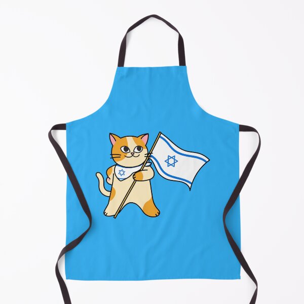 Item preview, Zionist Pro-Israel Cat Holding an Israeli Flag designed and sold by HebrewHipster.