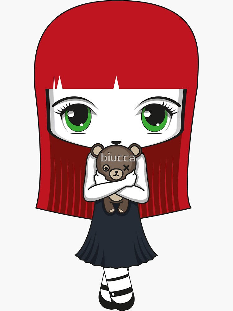 Thumbnail 3 of 3, Sticker, girl with teddy bear designed and sold by biucca.