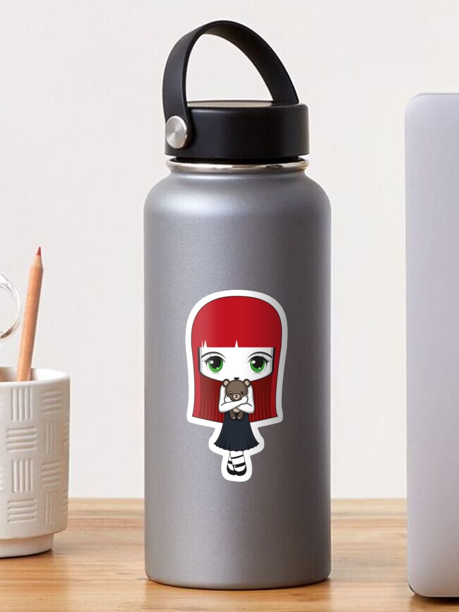 Thumbnail 1 of 3, Sticker, girl with teddy bear designed and sold by biucca.
