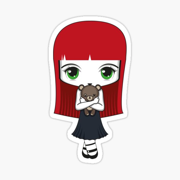 girl with teddy bear Sticker
