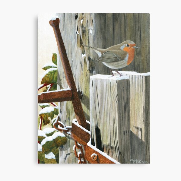 Snowy Morning. Christmas design Metal Print