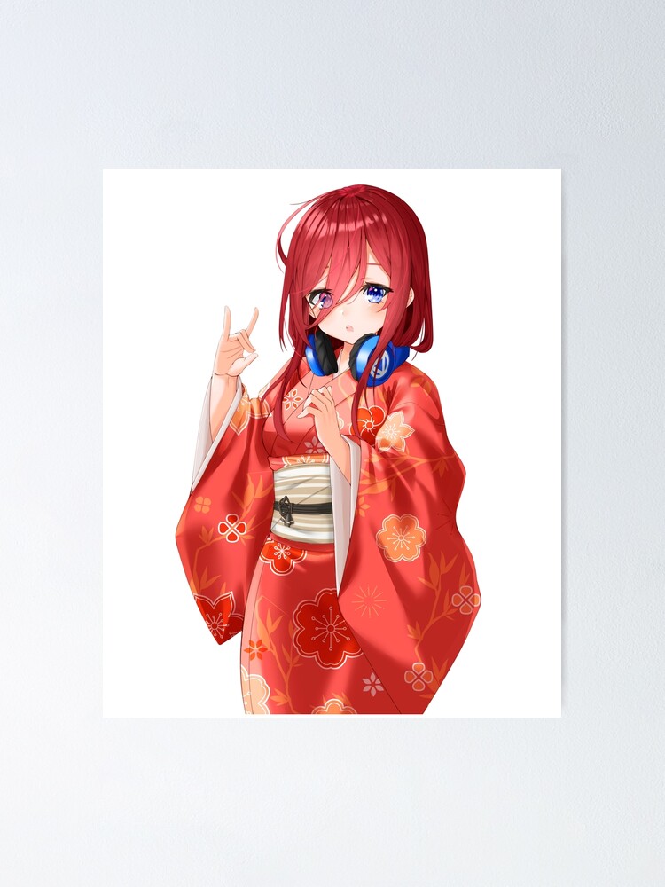 Cute Miku Nakano Headphones Yukata The Quintessential Quintuplets Poster By Miroteiempire Redbubble