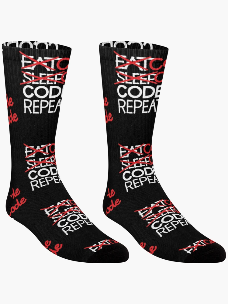 Thumbnail 3 of 5, Socks, Code code code repeat designed and sold by ReluctantChickn.
