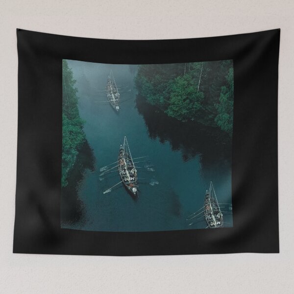 Item preview, Viking Unisex Hoodie - Viking Ships at Sea, Aerial View designed and sold by Orkneyology.