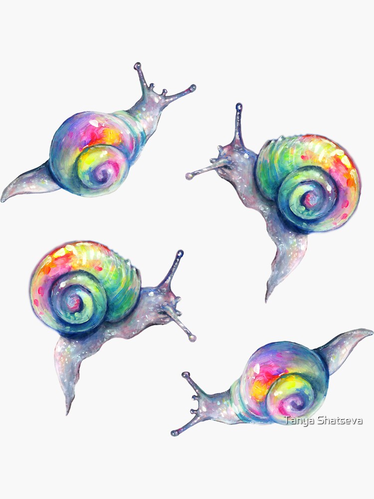 Rainbow Snails Hand-Painted Pattern by tanyashatseva