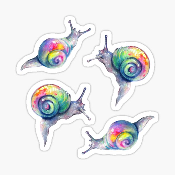 Rainbow Snails Hand-Painted Pattern Sticker