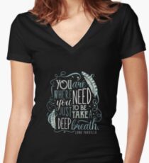 You are where you need to be. (Lana Parrilla) Women's Fitted V-Neck T-Shirt