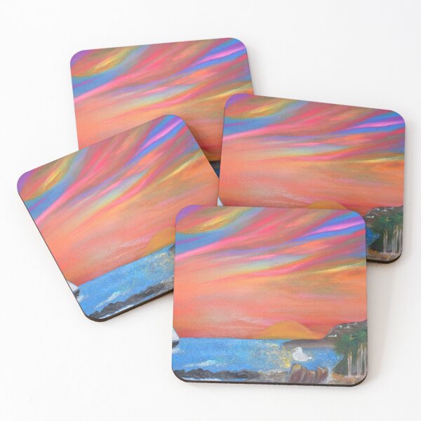Item preview, San Pedro Royal Palms Beach Sunset Painting By Concetta Ellis designed and sold by concettaellis.