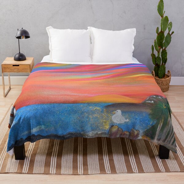 Item preview, San Pedro Royal Palms Beach Sunset Painting By Concetta Ellis designed and sold by concettaellis.