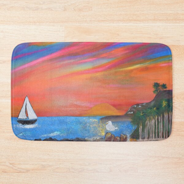 Item preview, San Pedro Royal Palms Beach Sunset Painting By Concetta Ellis designed and sold by concettaellis.